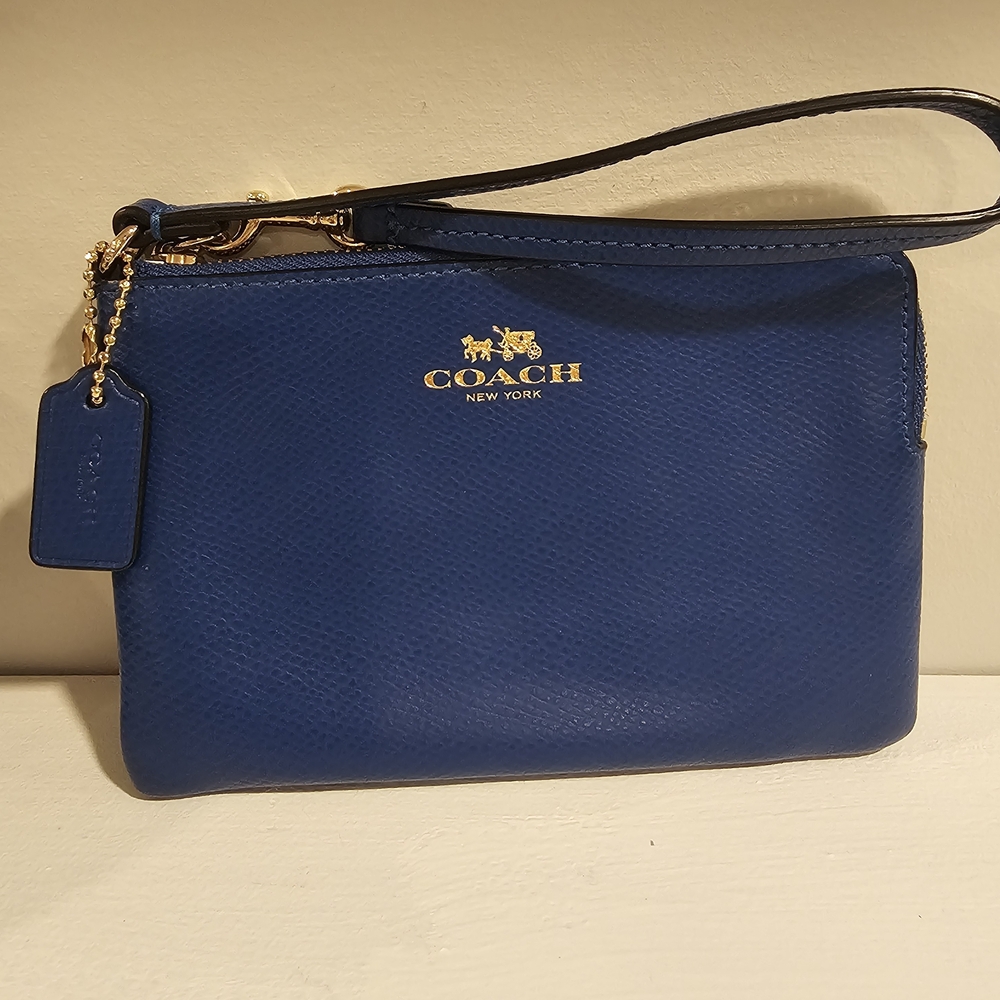 Coach Royal Blue Leather Wristlet